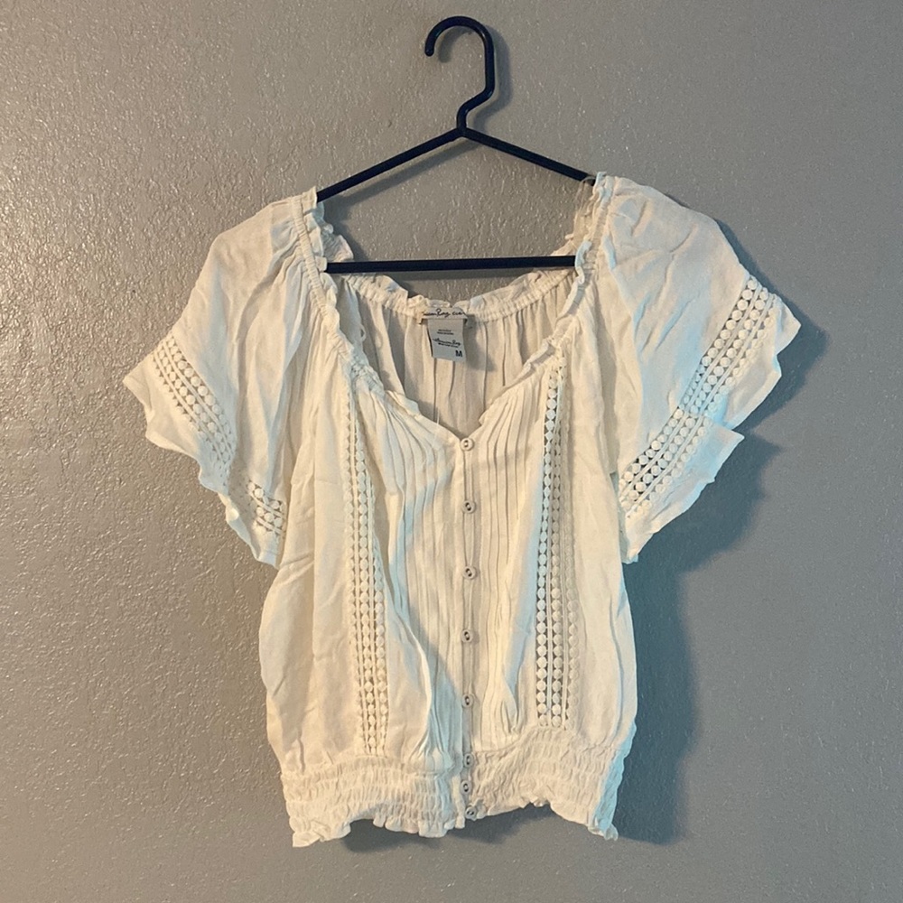 white blouse, lace detail